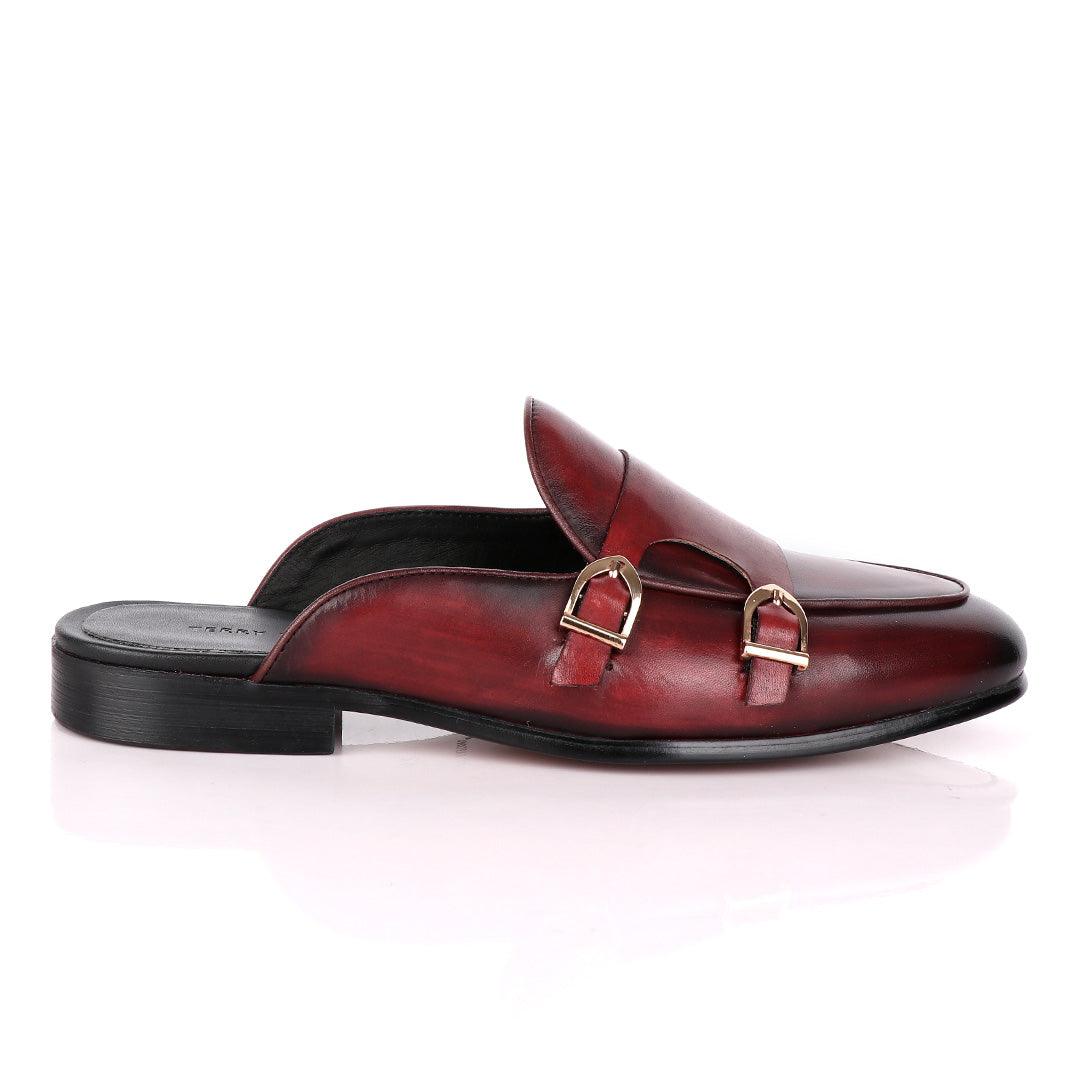 Terry Taylors Double Monk Strap Wine Half Shoe. - Obeezi