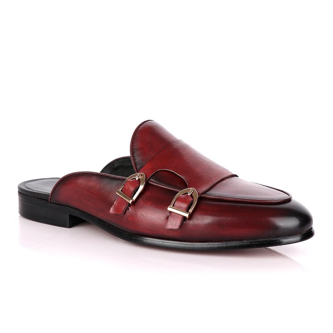 Terry Taylors Double Monk Strap Wine Half Shoe. - Obeezi