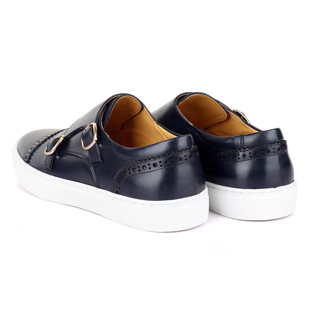 Terry Taylors Double Strap Blue Leather Sneaker Shoe - Obeezi