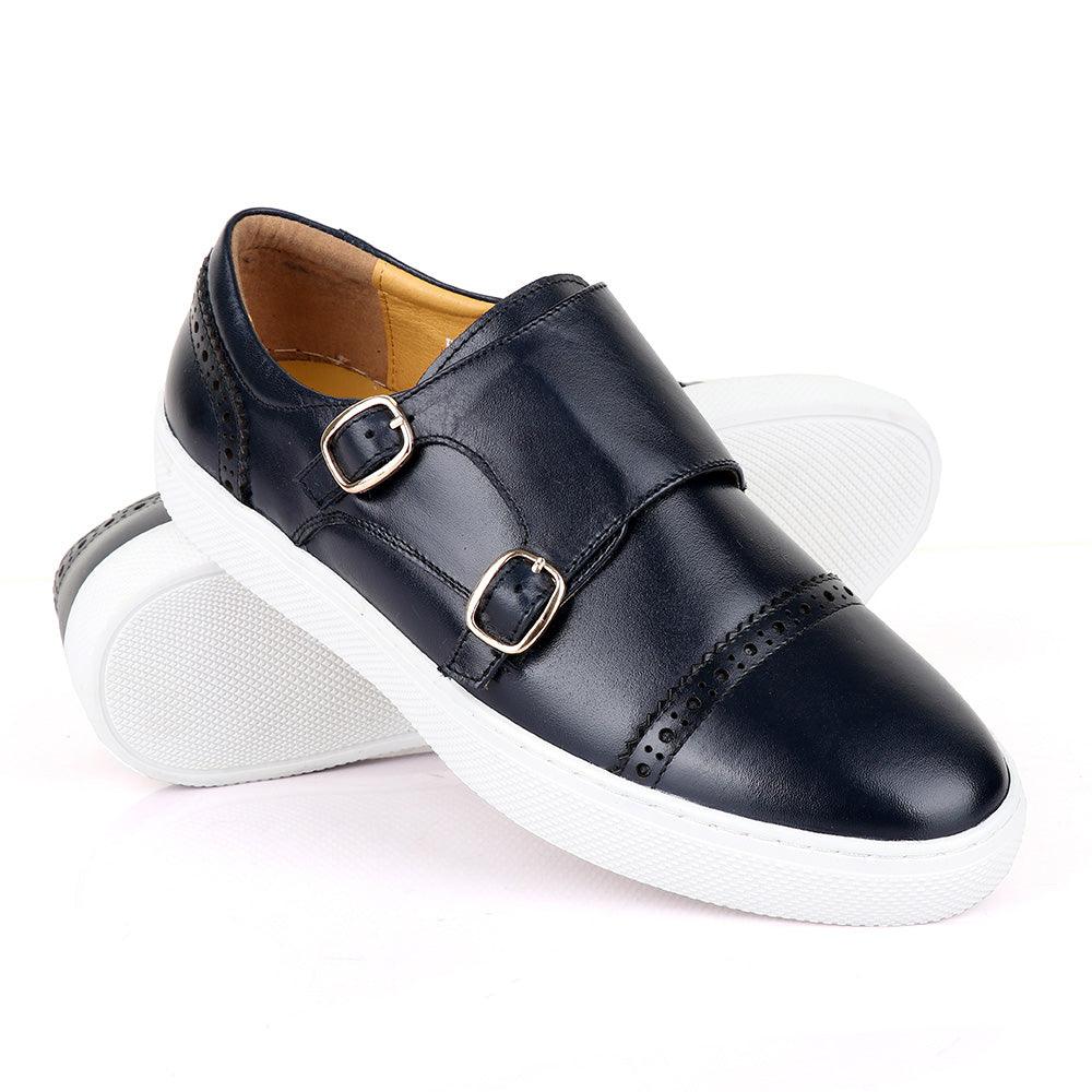 Terry Taylors Double Strap Blue Leather Sneaker Shoe - Obeezi
