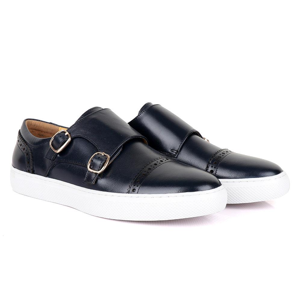Terry Taylors Double Strap Blue Leather Sneaker Shoe - Obeezi