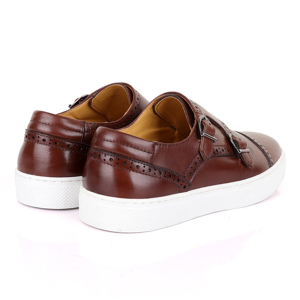 Terry Taylors Double Strap Brown Leather Sneaker Shoe - Obeezi