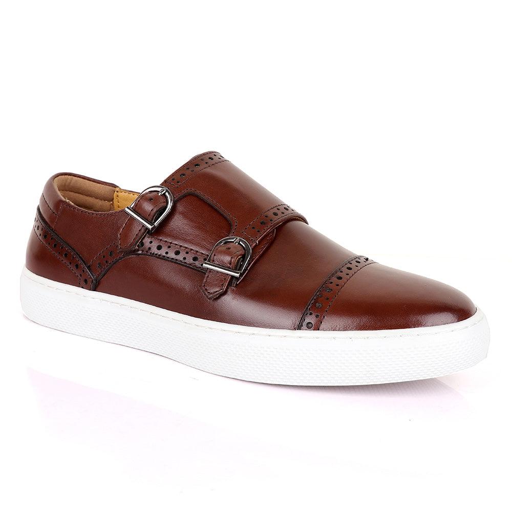 Terry Taylors Double Strap Brown Leather Sneaker Shoe - Obeezi