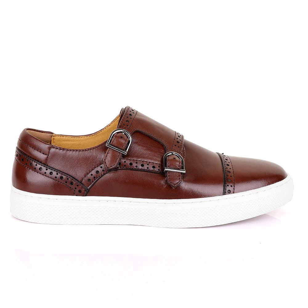 Terry Taylors Double Strap Brown Leather Sneaker Shoe - Obeezi