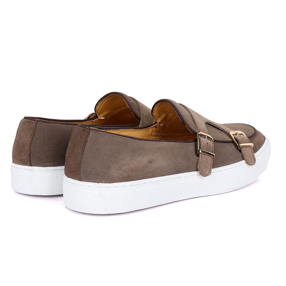 Terry Taylors Double Strap Grey Suede Sneaker Shoe - Obeezi