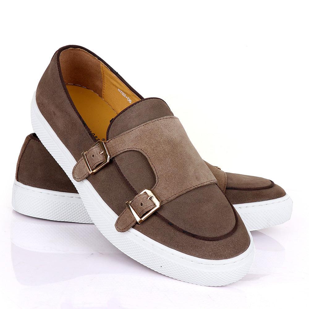 Terry Taylors Double Strap Grey Suede Sneaker Shoe - Obeezi