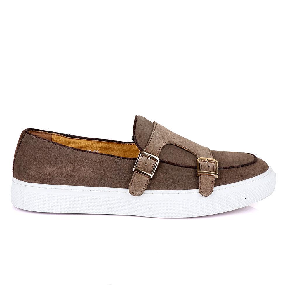 Terry Taylors Double Strap Grey Suede Sneaker Shoe - Obeezi