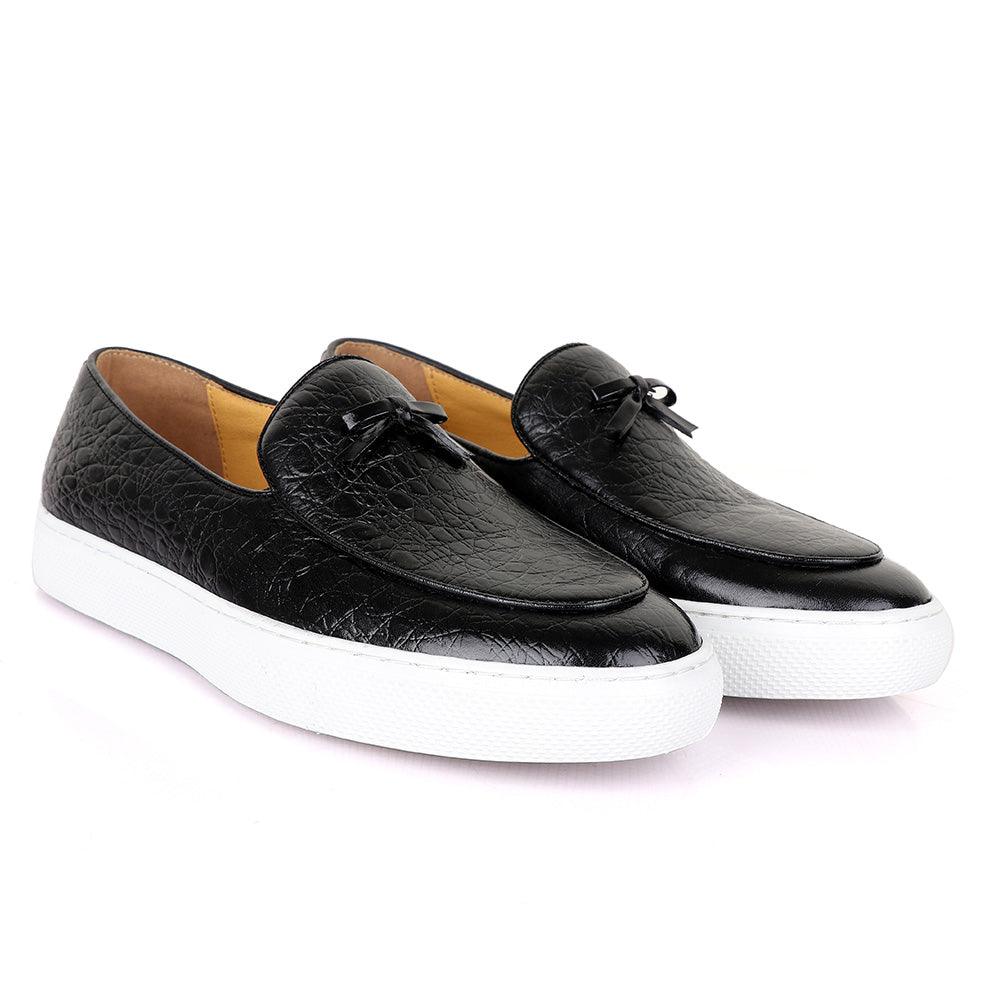 Terry Taylors Exotic Black Leather Sneaker Shoe - Obeezi