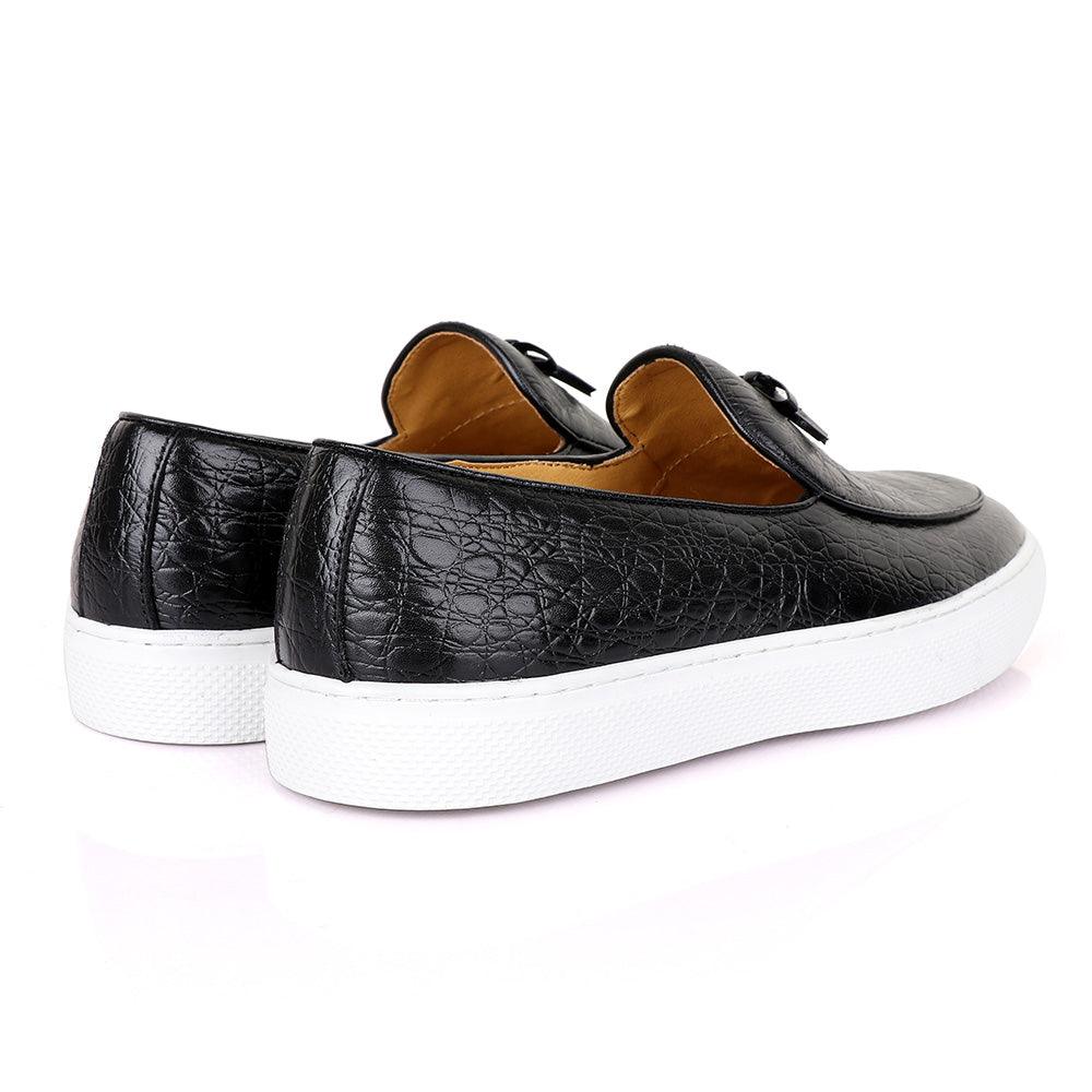 Terry Taylors Exotic Black Leather Sneaker Shoe - Obeezi