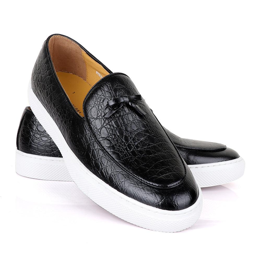 Terry Taylors Exotic Black Leather Sneaker Shoe - Obeezi