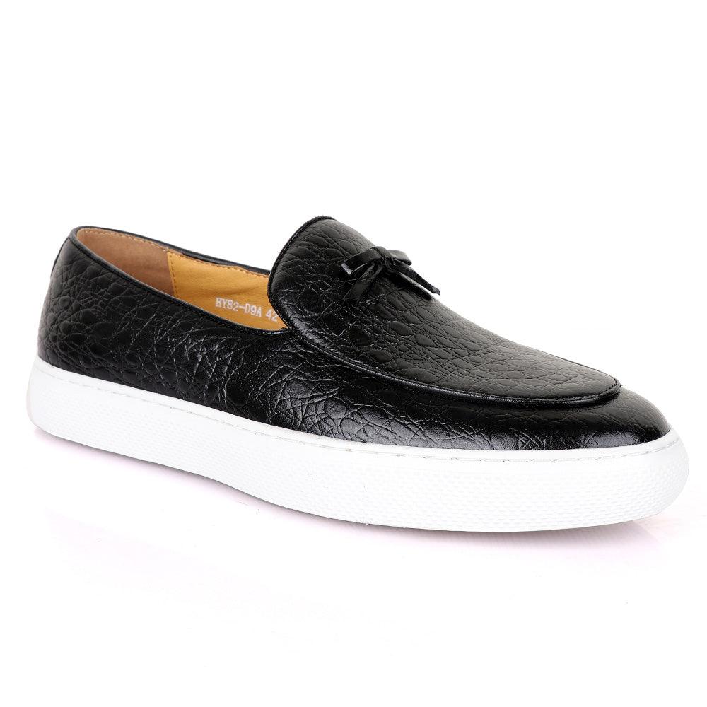 Terry Taylors Exotic Black Leather Sneaker Shoe - Obeezi
