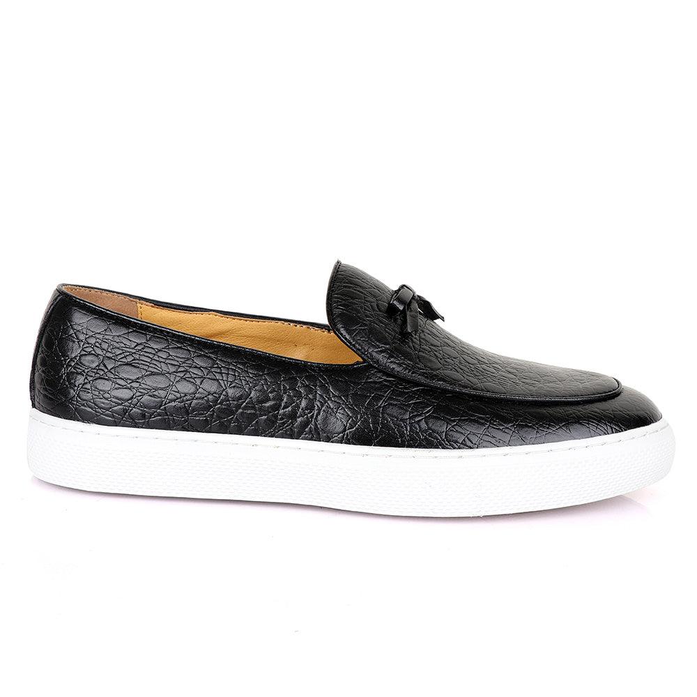 Terry Taylors Exotic Black Leather Sneaker Shoe - Obeezi