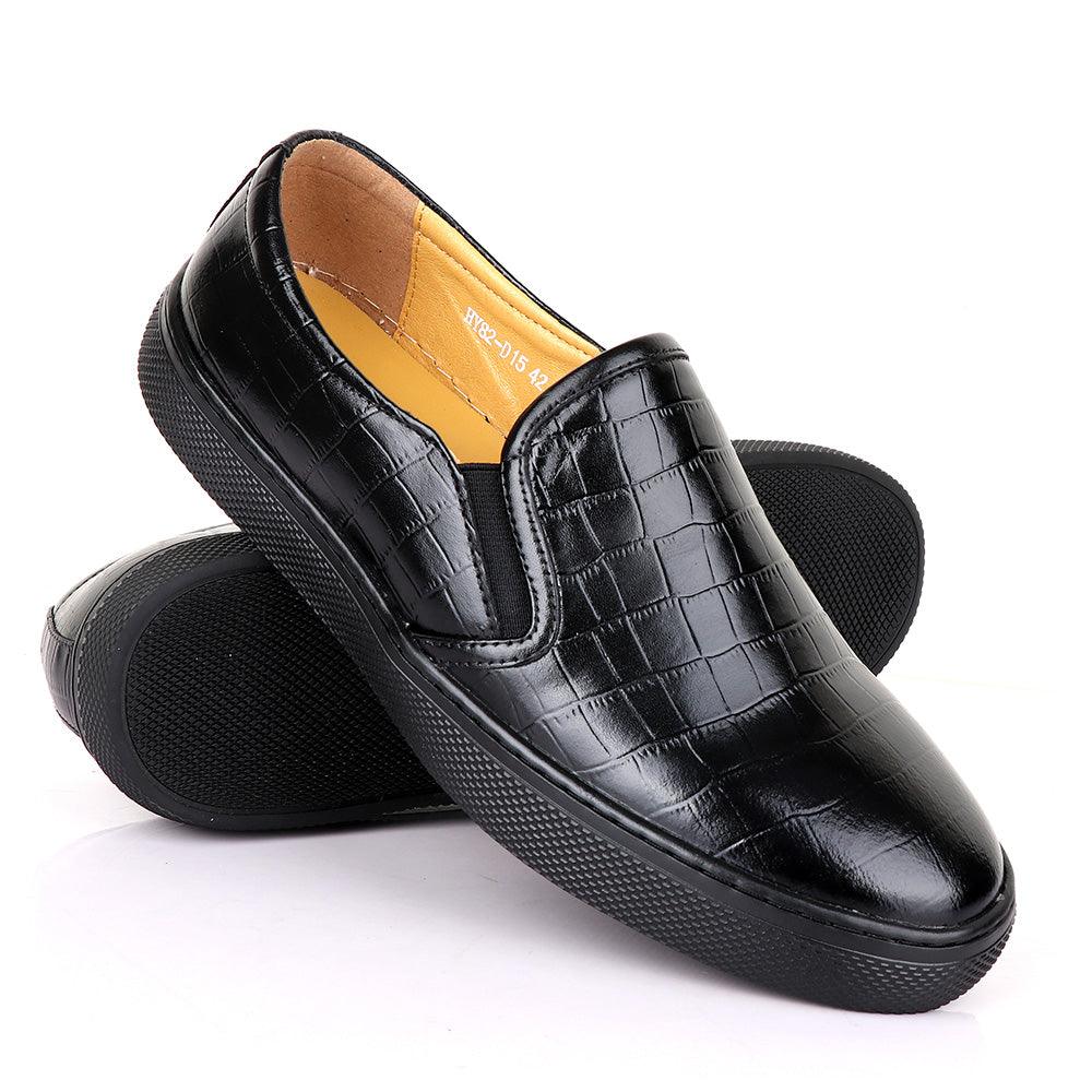 Terry Taylors Exotic Block Croc Black Sneaker Shoe - Obeezi