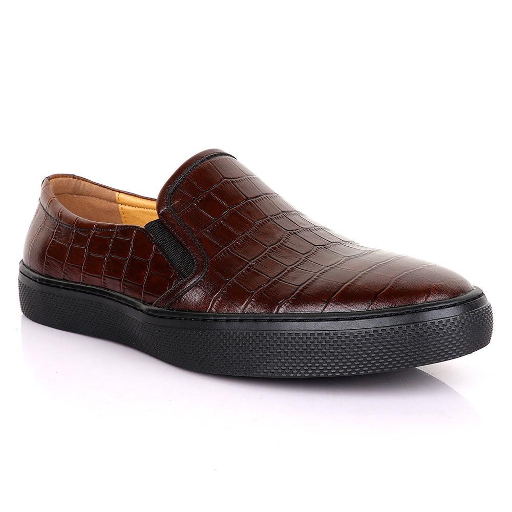 Terry Taylors Exotic Block Croc Coffee Sneaker Shoe - Obeezi