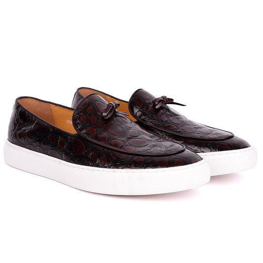 Terry Taylors Exotic Coffee Leather Men's Sneaker Shoe - Obeezi.com