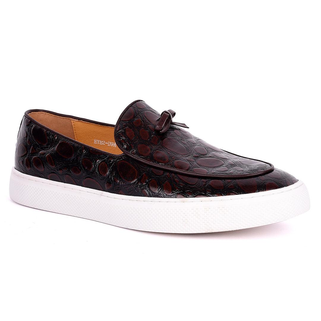 Terry Taylors Exotic Coffee Leather Men's Sneaker Shoe - Obeezi.com