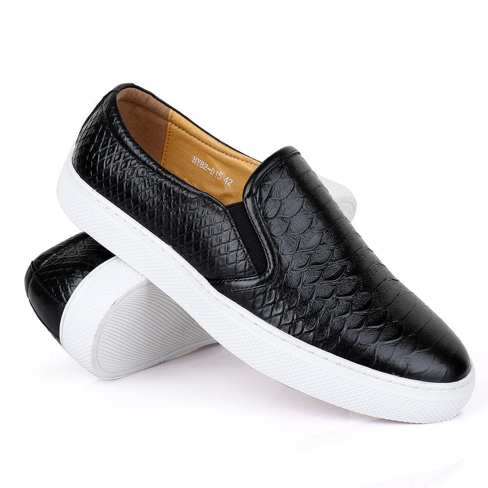 Terry Taylors Exotic Design Flat Black Sneakers Shoe - Obeezi