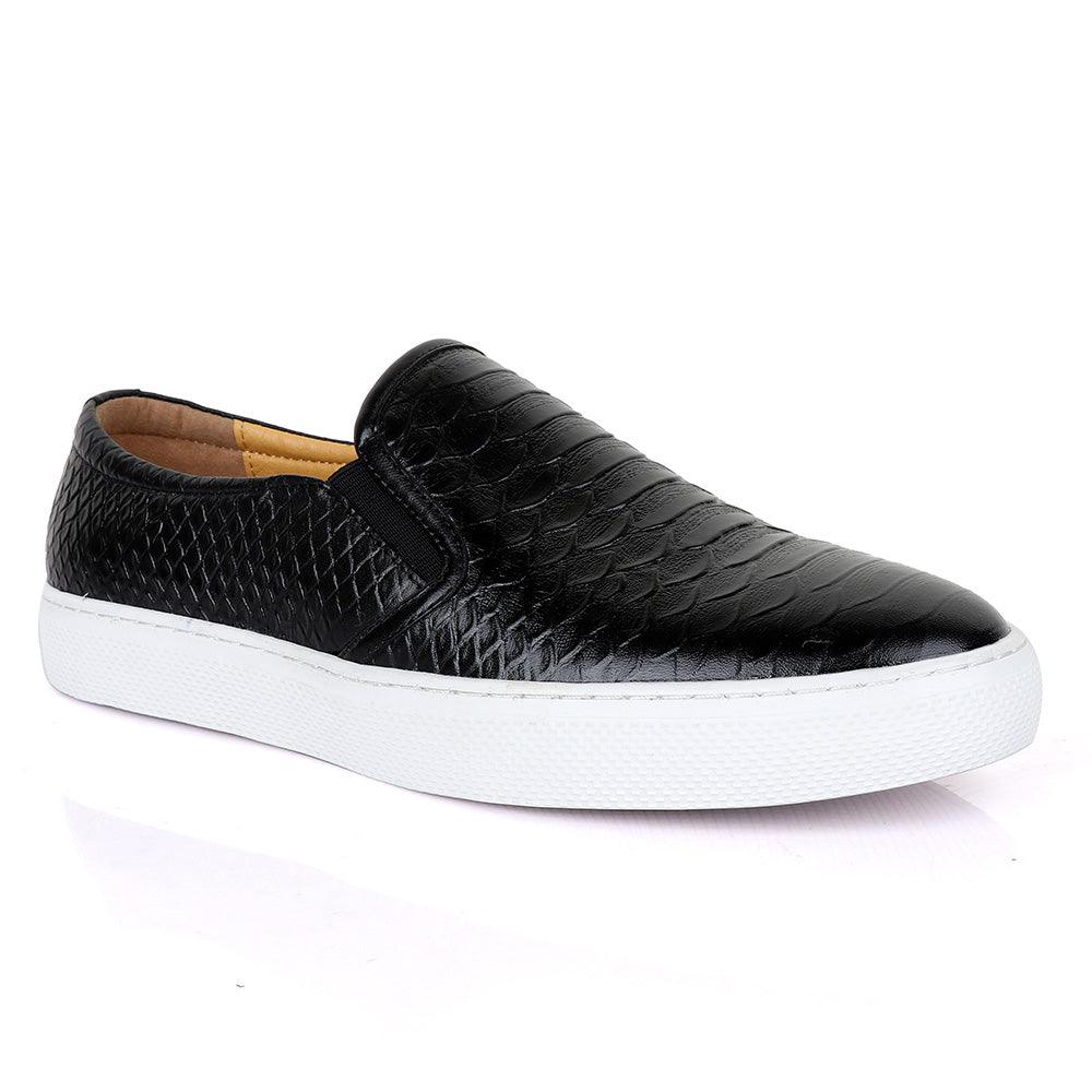 Terry Taylors Exotic Design Flat Black Sneakers Shoe - Obeezi