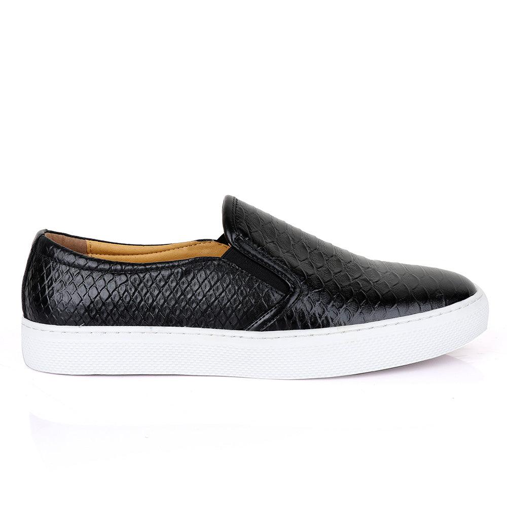 Terry Taylors Exotic Design Flat Black Sneakers Shoe - Obeezi