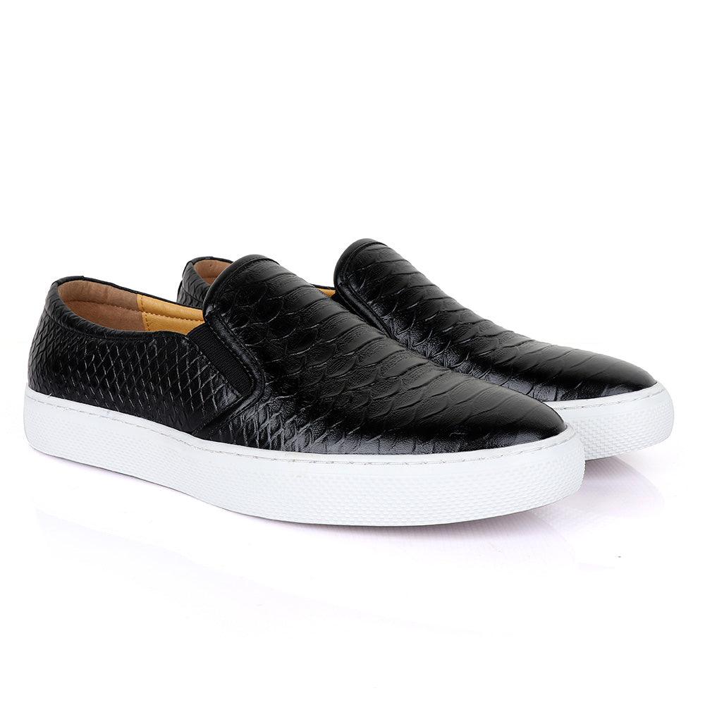 Terry Taylors Exotic Design Flat Black Sneakers Shoe - Obeezi