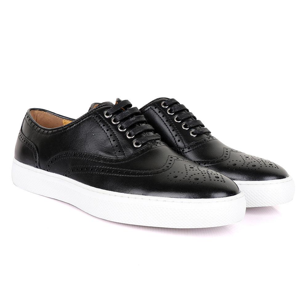 Terry Taylors Exotic Oxford Black Leather Sneaker Shoe - Obeezi