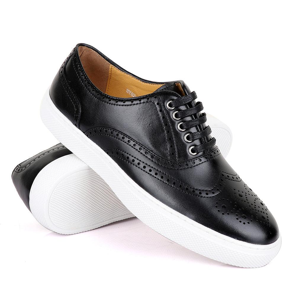 Terry Taylors Exotic Oxford Black Leather Sneaker Shoe - Obeezi