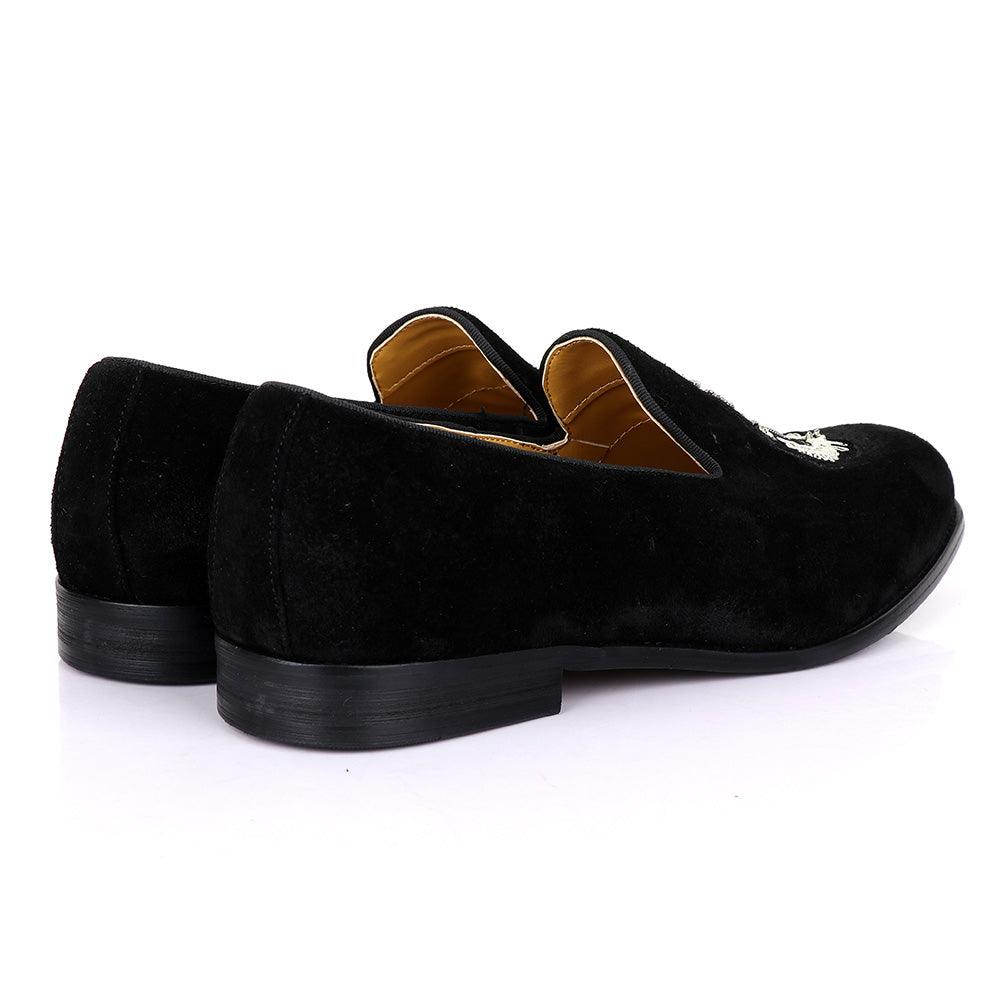 Terry Taylors Exotic Suede Black Crested Shoes - Obeezi