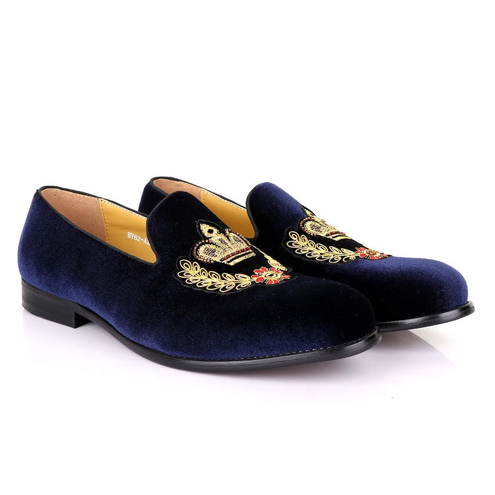 Terry Taylors Exotic Suede Crown Gold Shoe - Obeezi