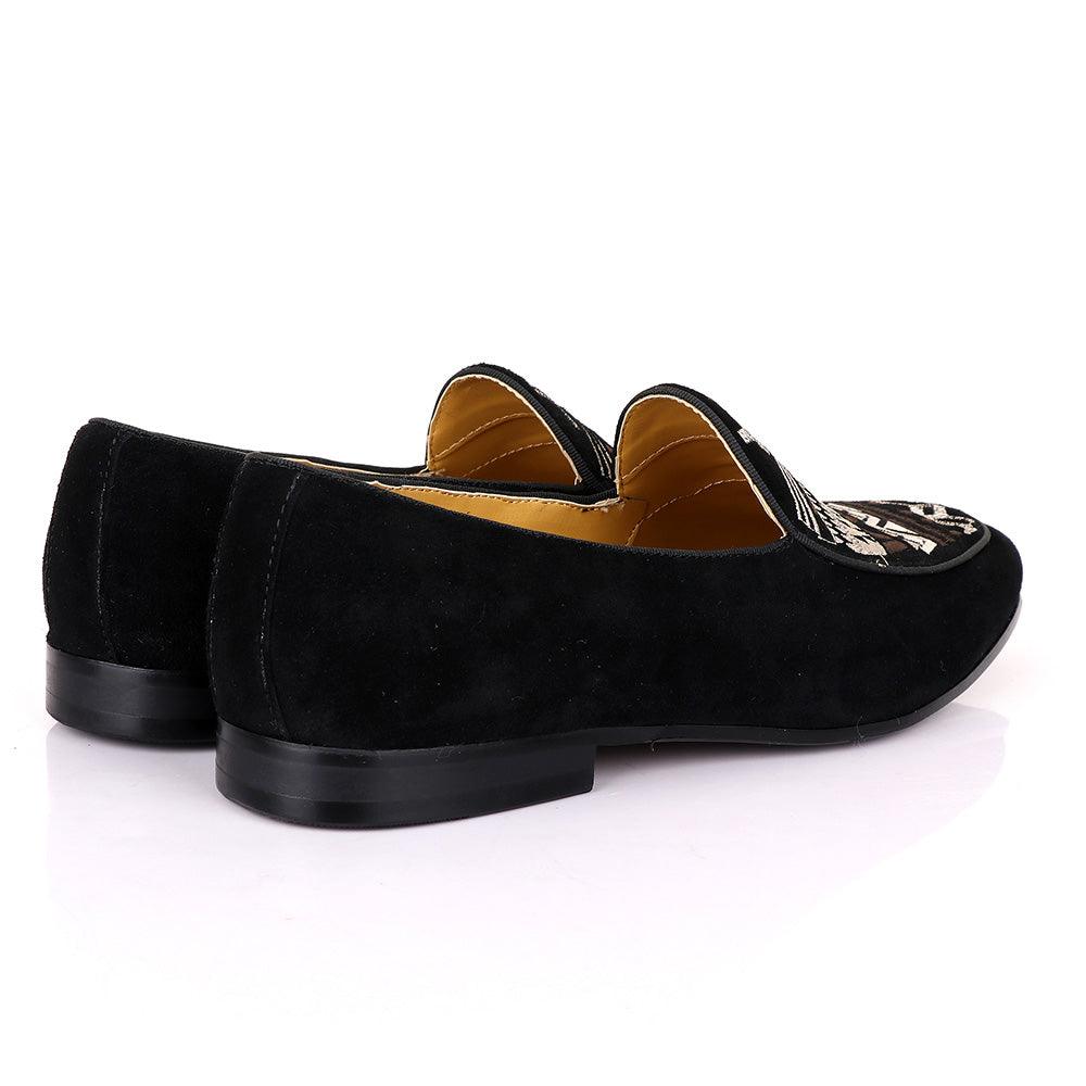 Terry Taylors Exotics Suede Black Arts Crested Shoe - Obeezi