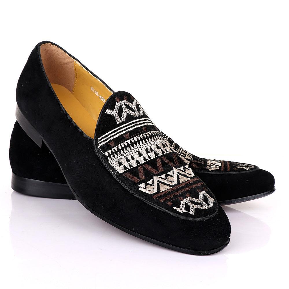 Terry Taylors Exotics Suede Black Arts Crested Shoe - Obeezi