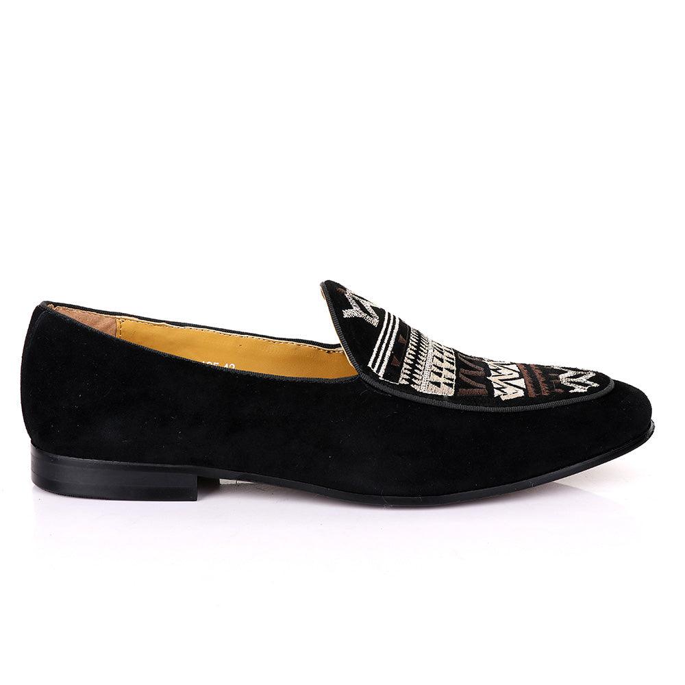 Terry Taylors Exotics Suede Black Arts Crested Shoe - Obeezi