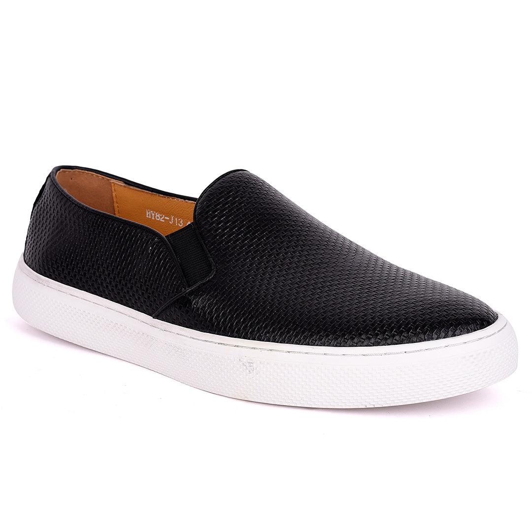 Terry Taylors Exquisite Black Woven Leather Men's Sneaker Shoe - Obeezi.com