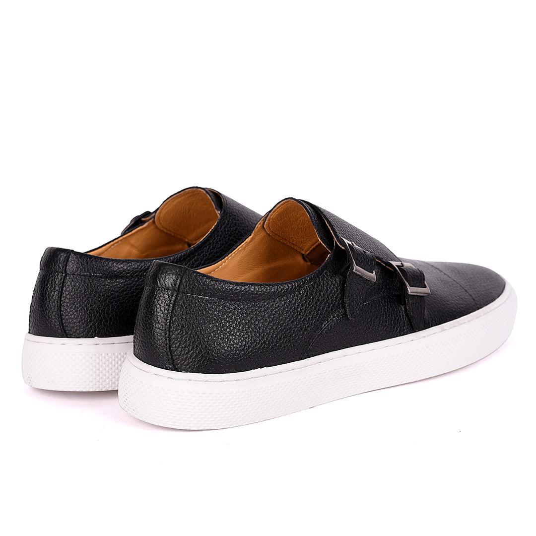 Terry Taylors Exquisite Leather Double Strap Sneaker Shoe- Black - Obeezi.com