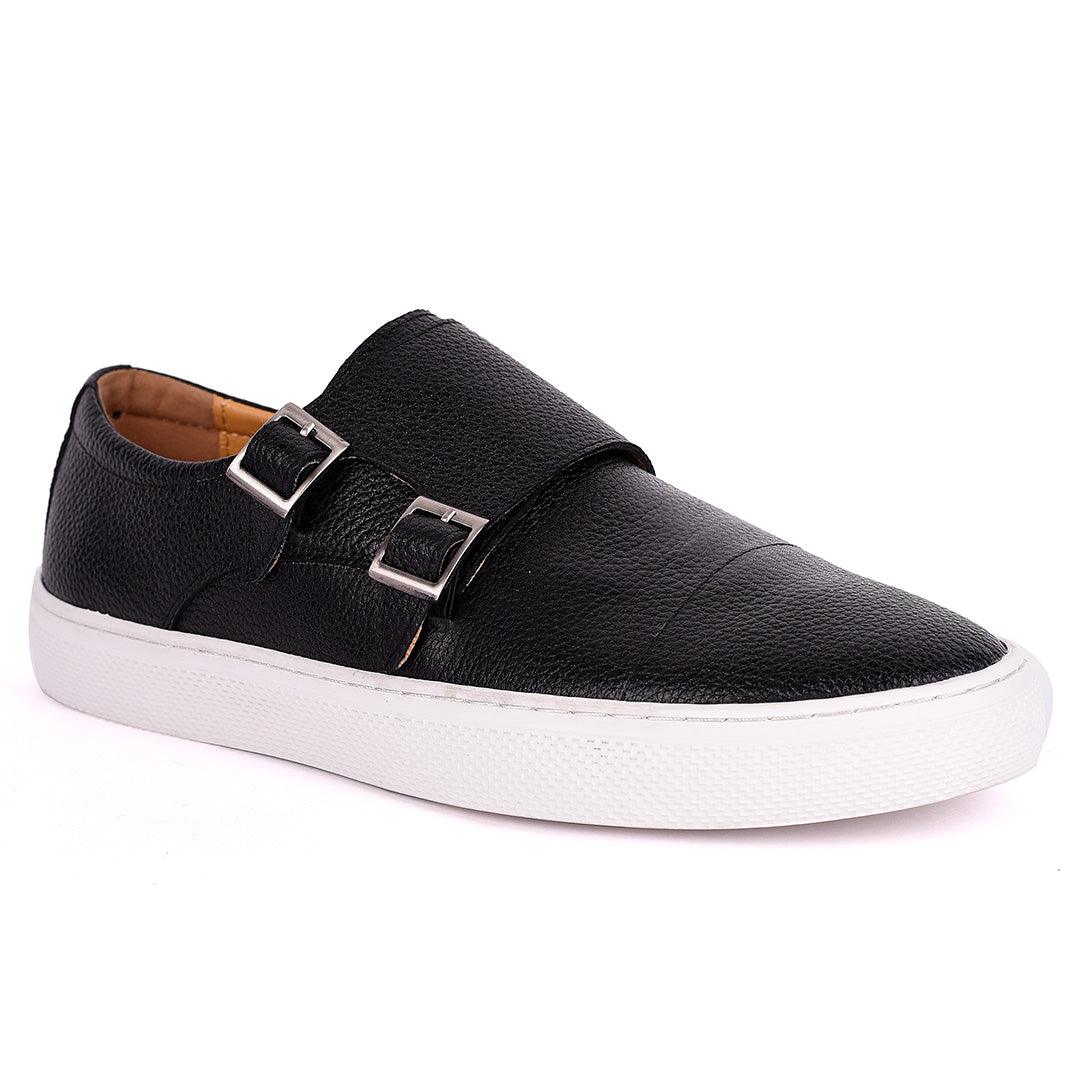 Terry Taylors Exquisite Leather Double Strap Sneaker Shoe- Black - Obeezi.com