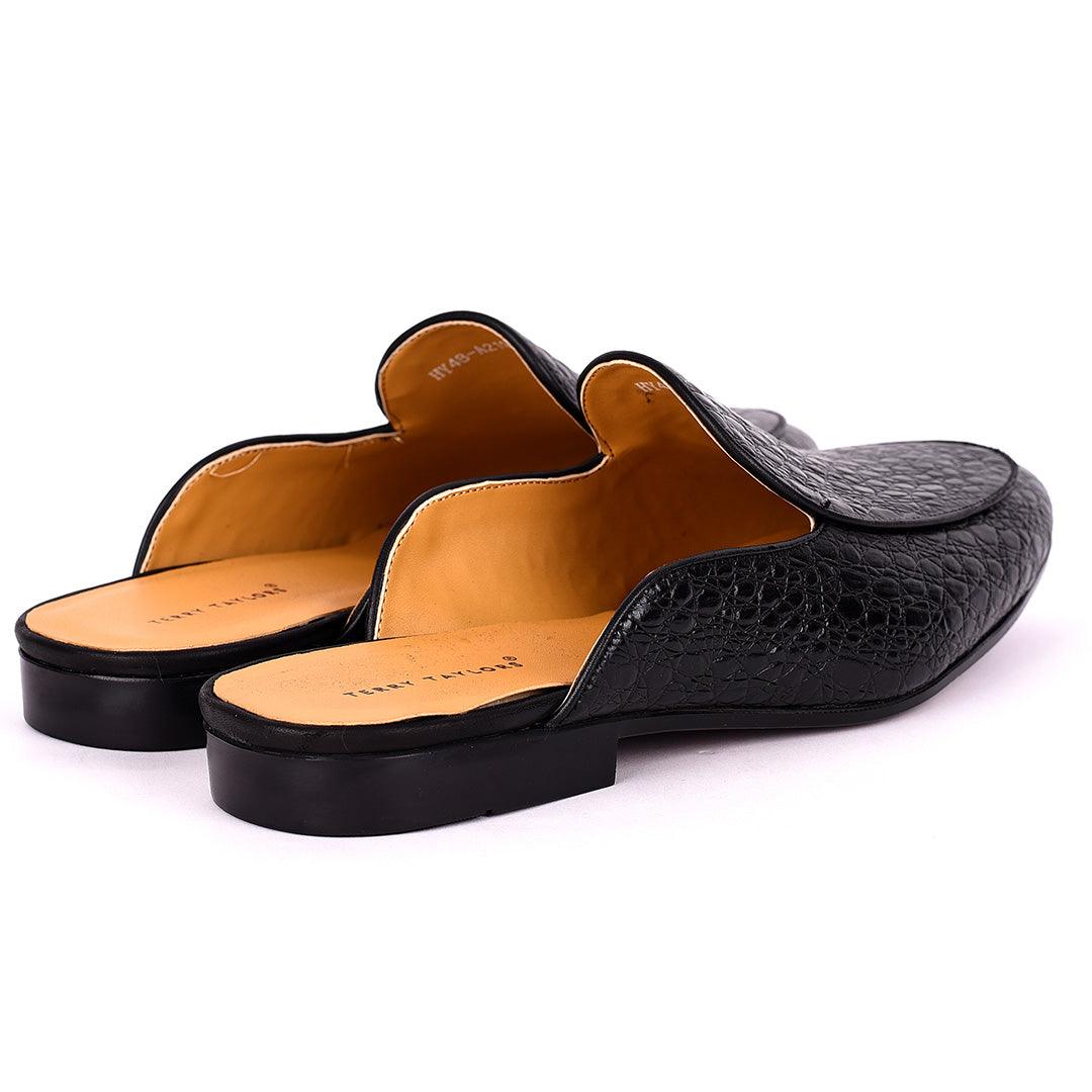 Terry Taylors Full Crocodile Leather Designed Half Shoe -Black - Obeezi.com