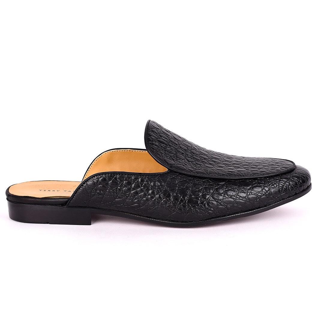 Terry Taylors Full Crocodile Leather Designed Half Shoe -Black - Obeezi.com