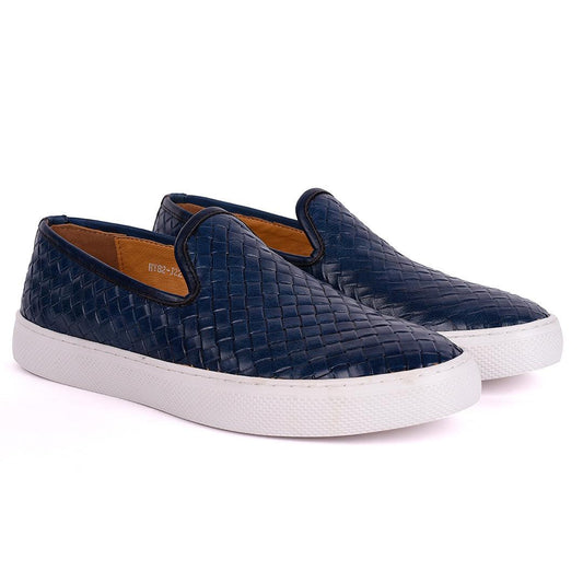 Terry Taylors Full Woven Leather Corporate Sneaker-Royal Blue - Obeezi.com