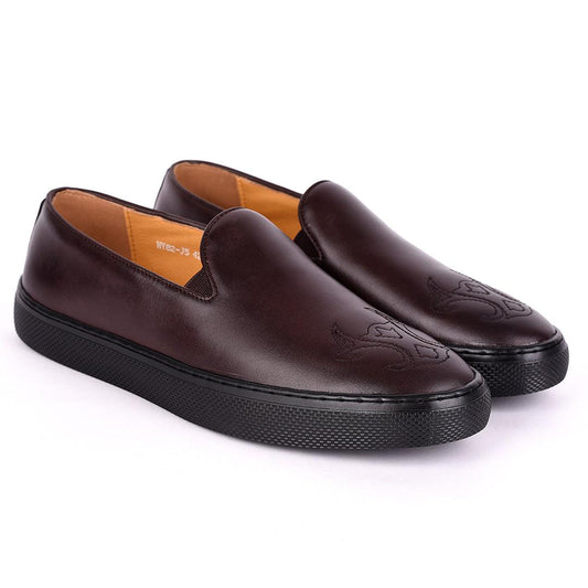 Terry Taylors Genuine Leather Men's Sneaker Shoe- Coffee - Obeezi.com