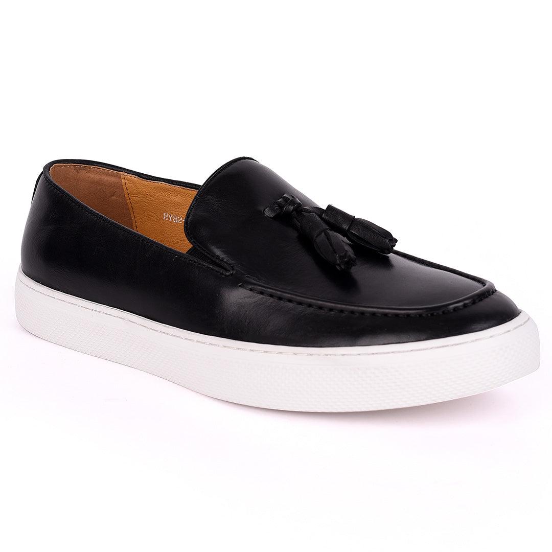Terry Taylors Genuine Leather Tassel Mode Men's Sneaker Shoe- Black - Obeezi.com