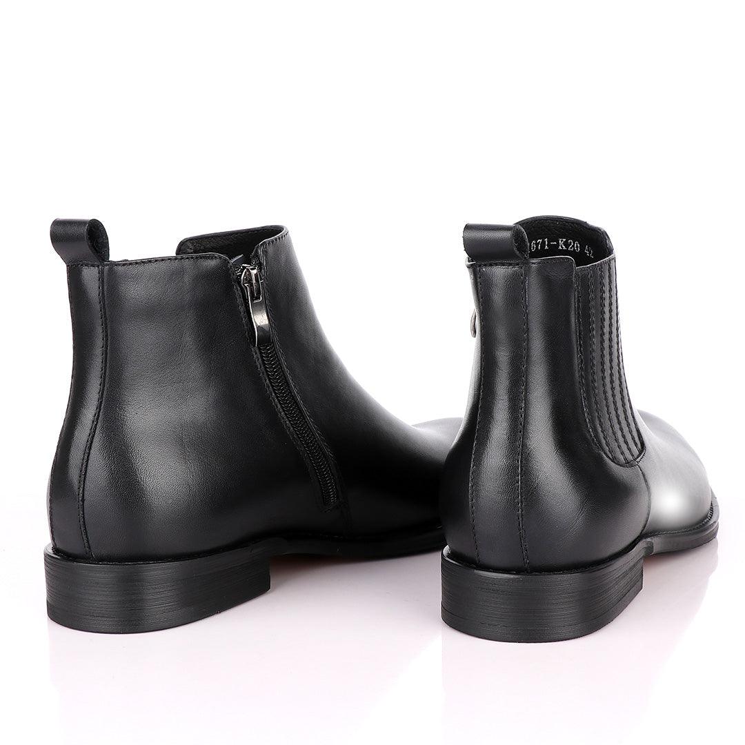Terry Taylors Leather Black Zip up Formal Boot. - Obeezi