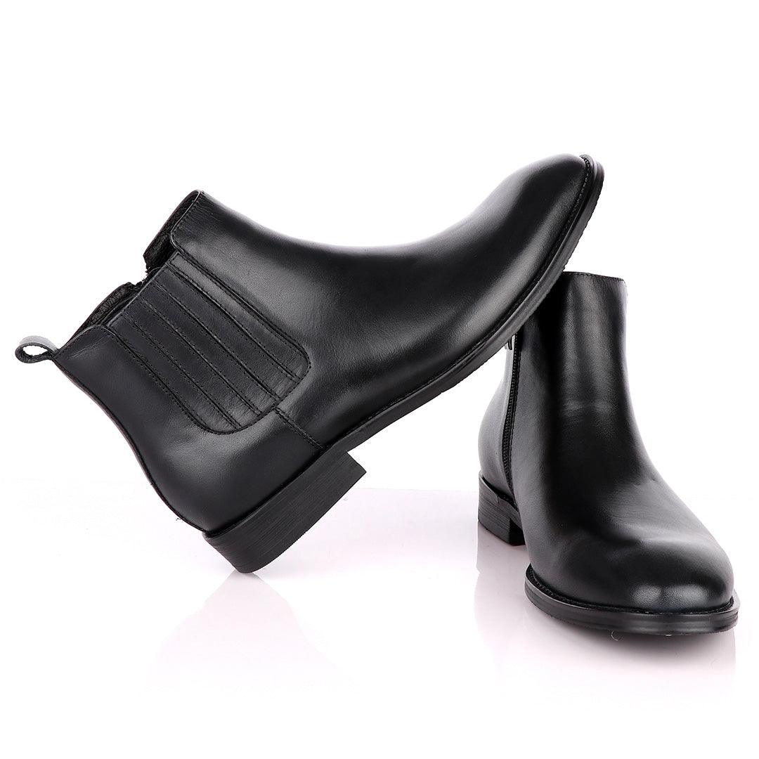Terry Taylors Leather Black Zip up Formal Boot. - Obeezi