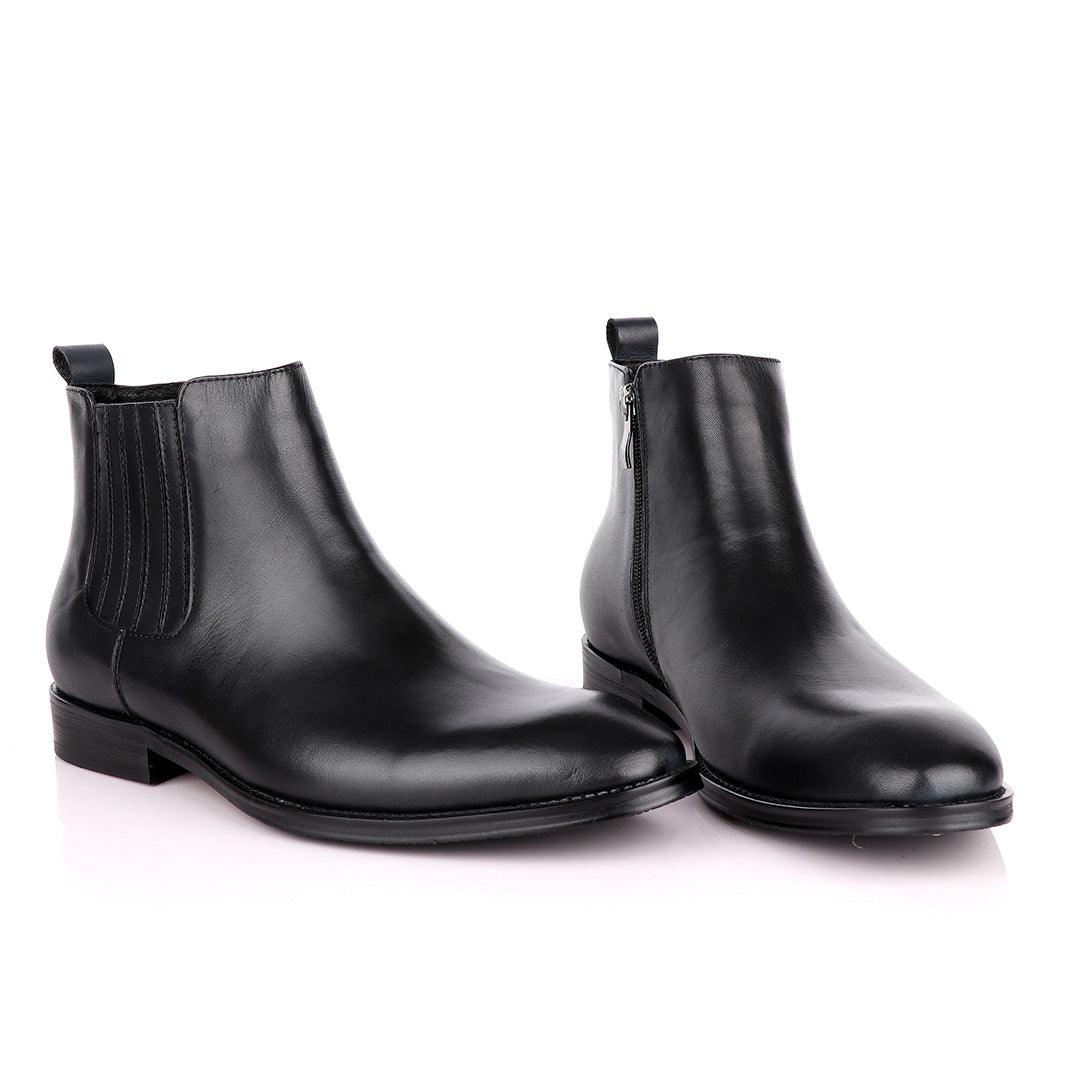 Terry Taylors Leather Black Zip up Formal Boot. - Obeezi