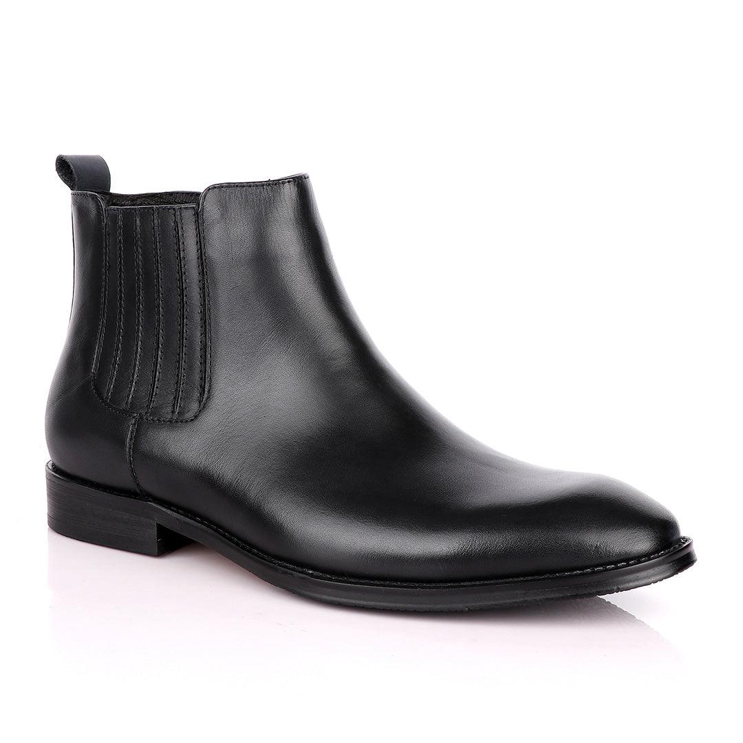 Terry Taylors Leather Black Zip up Formal Boot. - Obeezi