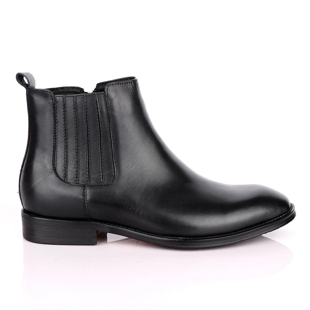Terry Taylors Leather Black Zip up Formal Boot. - Obeezi