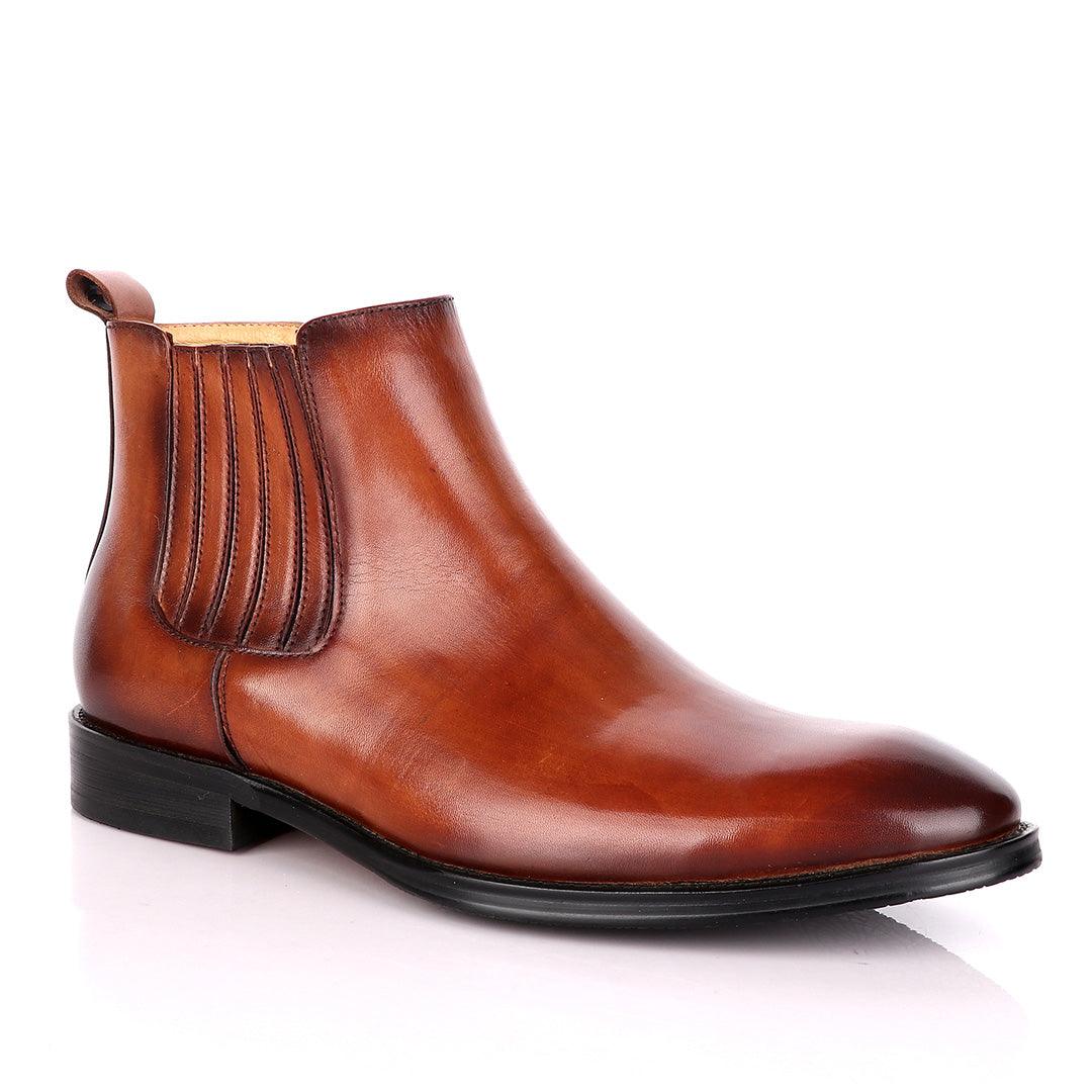 Terry Taylors Leather Brown Zip up Formal Boot. - Obeezi