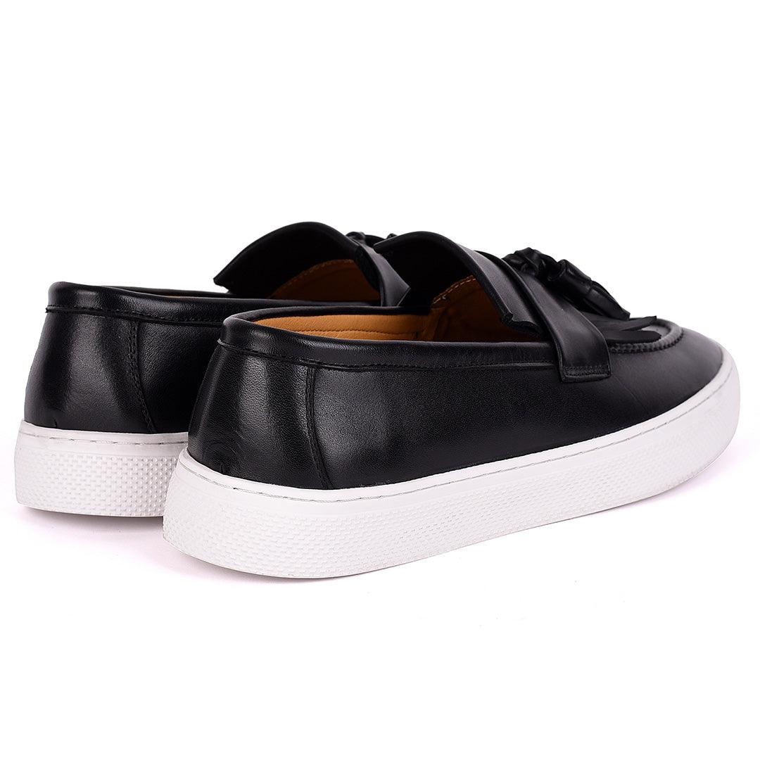 Terry Taylors Leather Fringe Corporate Sneaker-Black - Obeezi.com