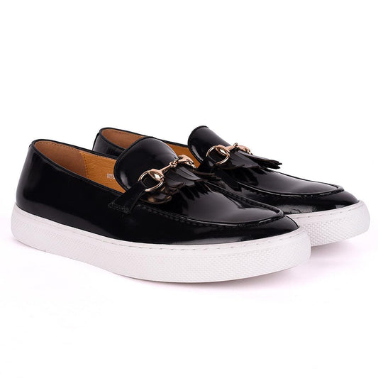 Terry Taylors Mason Leather Fringe Corporate Sneaker-Black - Obeezi.com