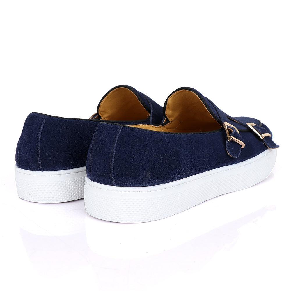 Terry Taylors Monk Double Strap Blue Suede Sneaker Shoe - Obeezi
