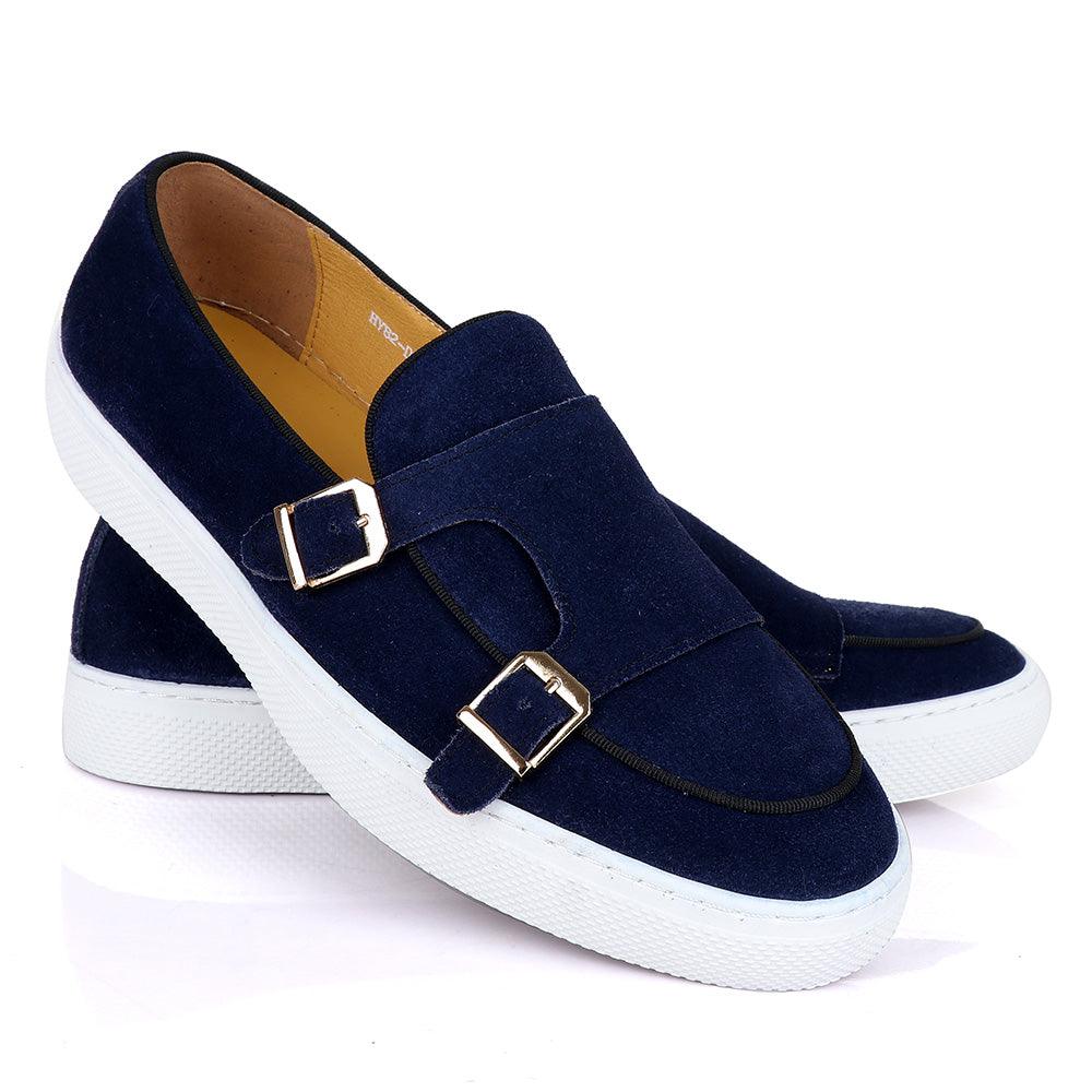 Terry Taylors Monk Double Strap Blue Suede Sneaker Shoe - Obeezi