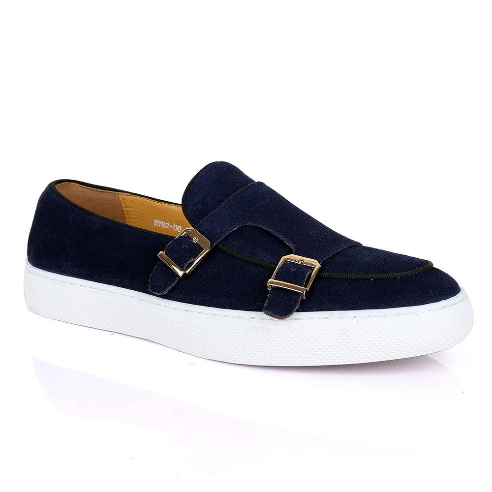 Terry Taylors Monk Double Strap Blue Suede Sneaker Shoe - Obeezi